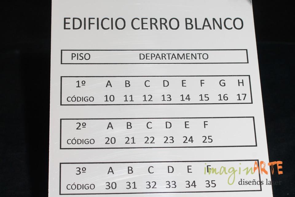 Cartel indicador plateado